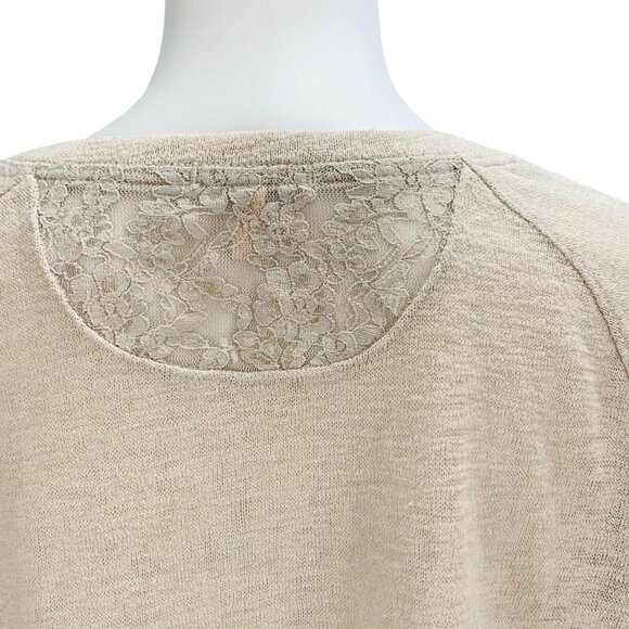 Victoria's Secret Womens Chambray Lace Crop Sweater Pullover Oatmeal Size S - Picture 7 of 12